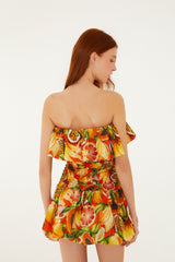 Multicolor Fruit Garden Red Smocked Balloon Mini Dress - FARM Rio FRUIT GARDEN RED