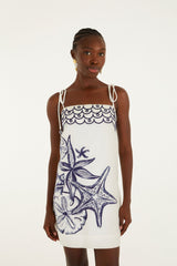 Off-White Coast Stars Euroflax Premium Linen Mini Dress - FARM Rio COAST STARS OFF-WHITE