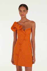 Orange Flower Euroflax Premium Linen Mini Dress - FARM Rio ORANGE