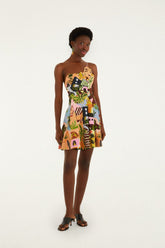 Multicolor Tropical Painting Lenzing Ecovero Euroflax Mini Dress - FARM Rio TROPICAL PAINTING MULTICOLOR