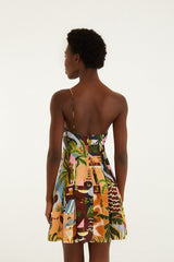 Multicolor Tropical Painting Lenzing Ecovero Euroflax Mini Dress - FARM Rio TROPICAL PAINTING MULTICOLOR