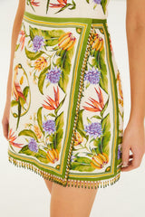 Sand Tropical Scarf Euroflax Premium Linen Sleeveless Mini Dress - FARM Rio TROPICAL SCARF SAND