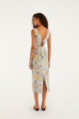 Multicolor Rendeira 3d Bodice Euroflax Premium Linen Midi Dress - FARM Rio RENDEIRA MULTICOLOR