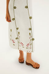 Off-White Tulip Richelieu Embroidered Midi Dress - FARM Rio OFF-WHITE