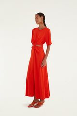 Red Artsy Flora Cut-Out Organic Cotton Maxi Dress - FARM Rio RED