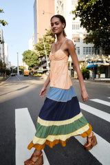 Multicolor Pleats Lenzing Ecovero Euroflax Maxi Dress - FARM Rio MULTI