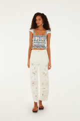 Off-White Flowers Arch Smocked Organic Cotton Blouse - FARM Rio FLOWERS ARCH OFF-WHITE