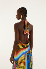 Multicolor Rainbow Summer Scarf Lenzing Ecovero Viscose Blouse - FARM Rio RAINBOW SUMMER MIXED