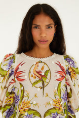 Sand Tropical Scarf Blouse - FARM Rio TROPICAL SCARF SAND