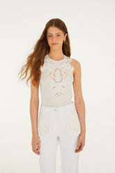 Off-White Lace Sleeveless Organic Cotton Blouse - FARM Rio OFF-WHITE