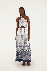 Off-White Fishes Flow Lenzing Ecovero Euroflax Maxi Skirt - FARM Rio FISHES FLOW OFF-WHITE