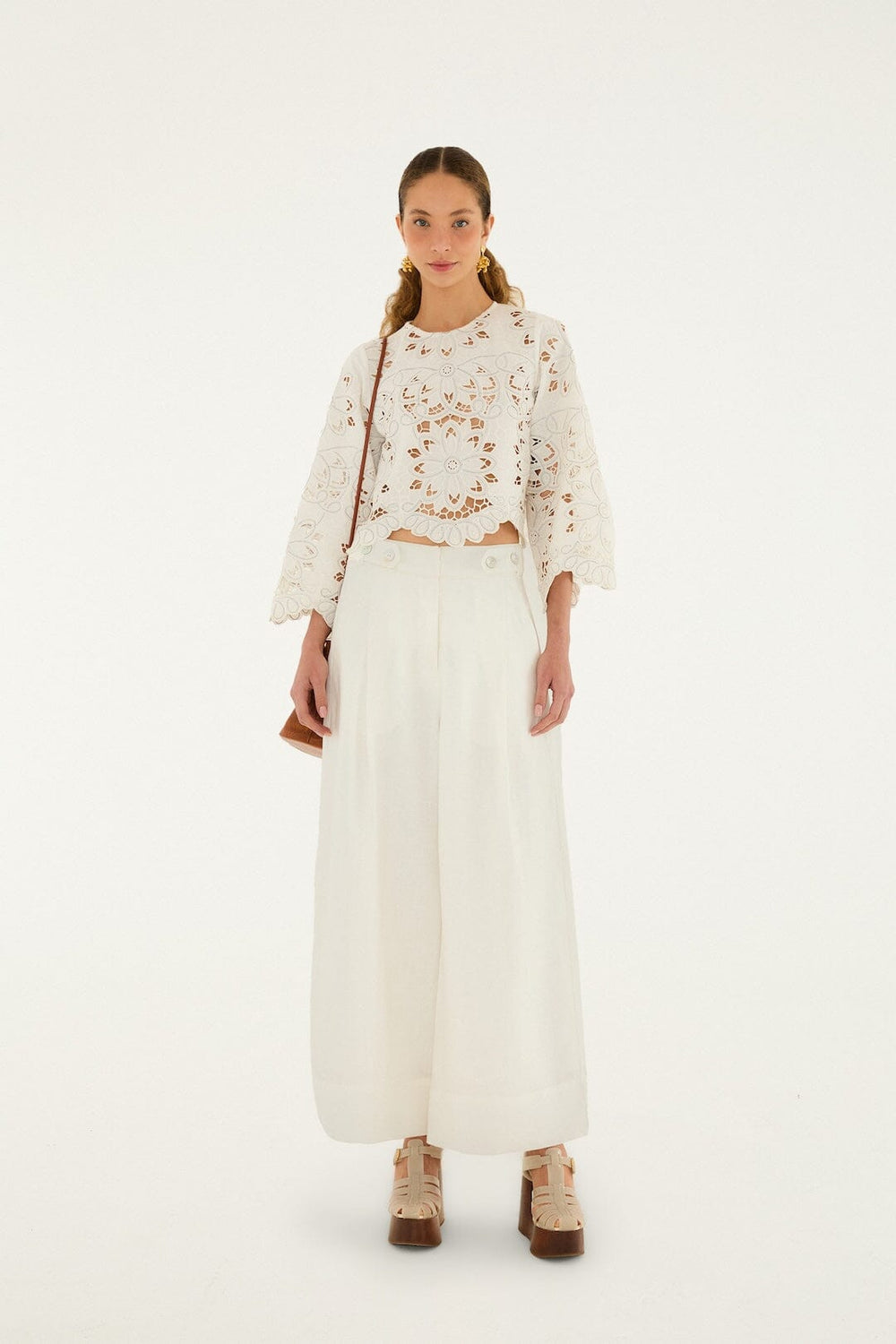 Off-White High Waisted Euroflax Premium Linen Pants - FARM Rio OFF-WHITE