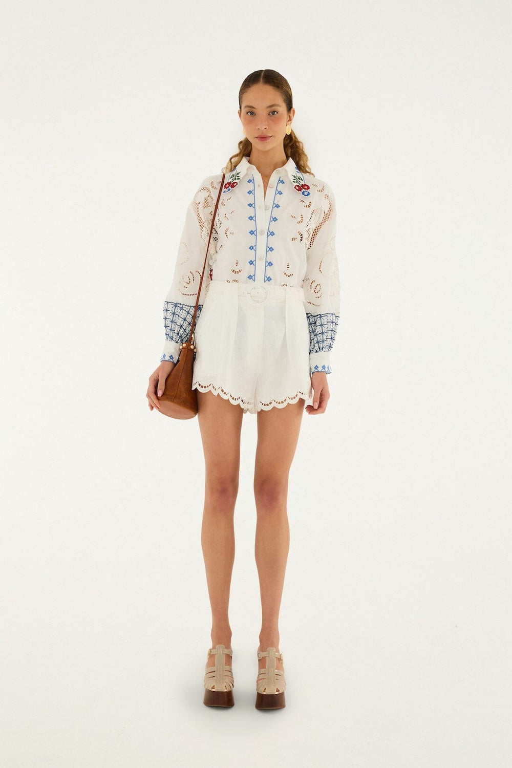 Off-White Richelieu Euroflax Premium Linen Shorts - FARM Rio OFF-WHITE