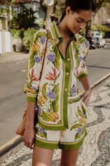 Sand Tropical Scarf Lenzing Ecovero Euroflax Shorts - FARM Rio TROPICAL SCARF SAND