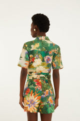 Multicolor Oriental Garden Lenzing Ecovero Euroflax Romper - FARM Rio ORIENTAL GARDEN MULTICOLOR