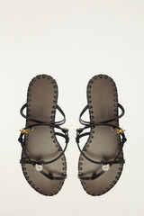 Sea Flat Sandal - FARM Rio BLACK AND CUOIO