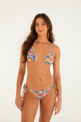 Multicolor Floraline Side Tie Bikini Bottom - FARM Rio FLORALINE CREAM