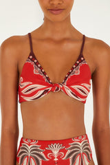 Red Ainika Garden Bandeau Bikini Top - FARM Rio AINIKA GARDEN RED