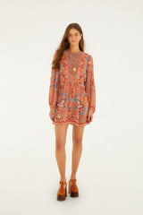 Mocha Boho Enhance Lace Long Sleeve Mini Dress - FARM Rio BOHO ENCHANCE MOCHA