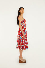 Cherry Blossom Sleeveless Lenzing Ecovero Euroflax Midi Dress - FARM Rio CHERRY BLOSSOM