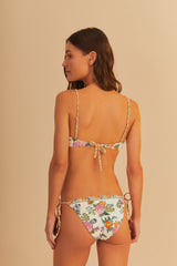 Off-White Sweet Bloom Side Tie Bikini Bottom - FARM Rio SWEET BLOOM BOUQUET OFF-WHITE