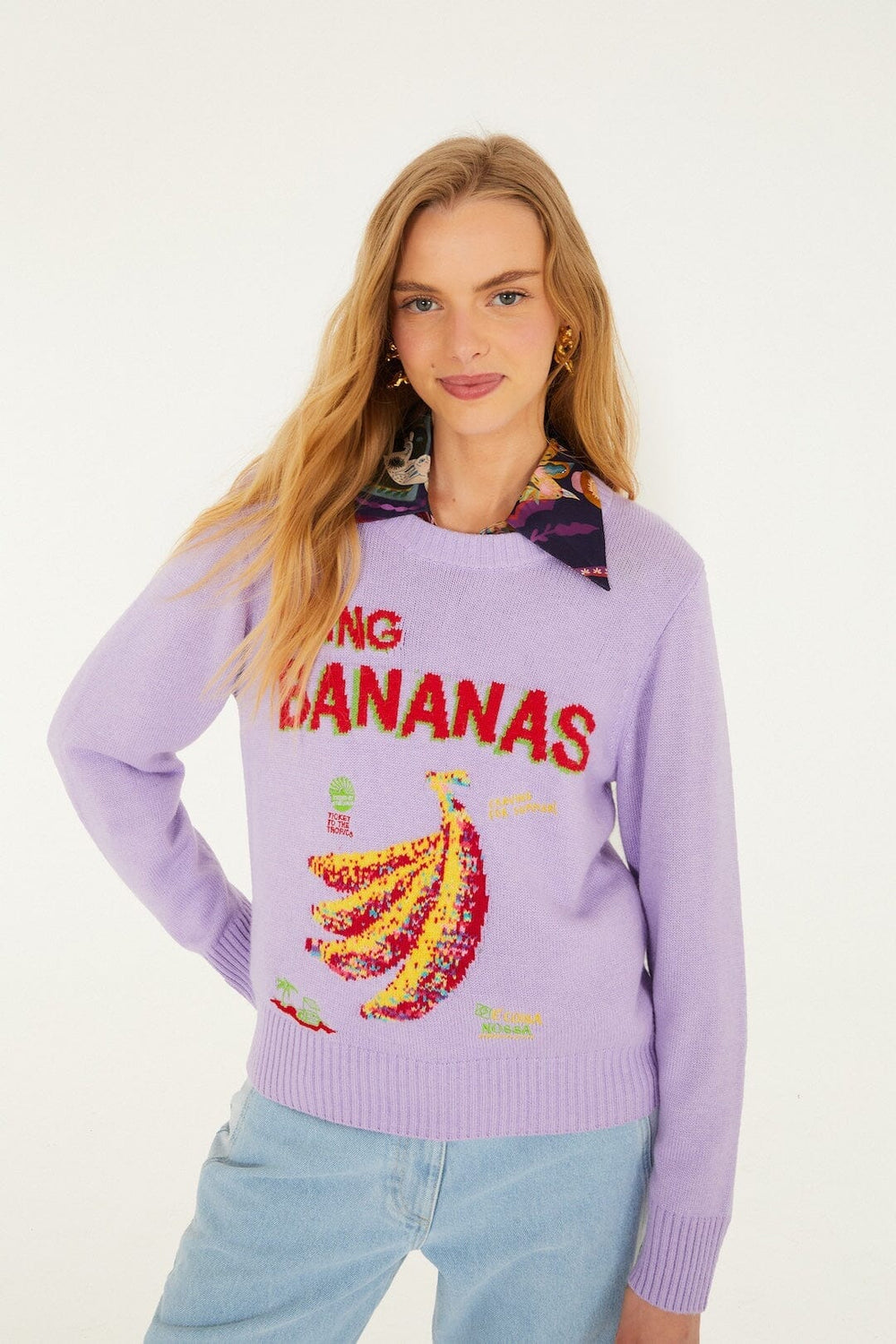Lilac Going Bananas Knit Sweater - FARM Rio LILAC
