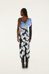 Black Lovely Anthurium One-Shoulder Maxi Dress - FARM Rio LOVELY ANTHURIUM BLACK