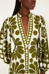 Green Palermo Buttoned Puff Sleeve Maxi Dress - FARM Rio PALERMO GREEN