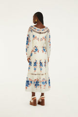 Sand Renata Floral Drawstring Cut-Out Maxi Dress - FARM Rio RENATA FLORAL SAND