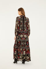 Black Rococo Flowers Ruffled Maxi Dress - FARM Rio ROCOCO FLOWERS BLACK