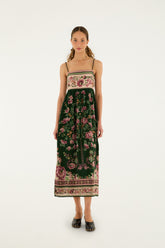 Green Flowering Garden Tree Sleveeless Midi Dress - FARM Rio FLOWERING GARDEN TREE GREEN