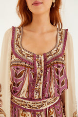 Sand Delicate Ainika Long Sleeve Belted Mini Dress - FARM Rio DELICATE AINIKA SAND