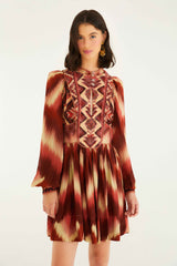 Red Amanda Stripes Tapestry Quilted Mini Dress - FARM Rio AMANDA STRIPES IKAT RED