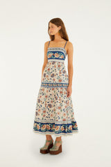 Soft Pink Floral Delhi Tapestry Midi Dress - FARM Rio FLORAL DELHI TAPESTRY LIGHT PINK