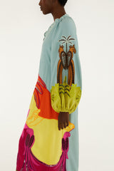 Multicolor Usiacuri Embroidered Lenzing Ecovero Euroflax Richelieu Maxi Dress - FARM Rio USIACURI MULTICOLOR