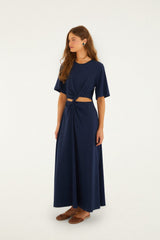 Dark Blue Cut-Out Short Sleeve Maxi Dress - FARM Rio DARK BLUE