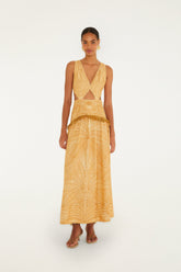 Caramel Usiacuri Cut-Out Lenzing Ecovero Euroflax Maxi Dress - FARM Rio USIACURI CARAMEL