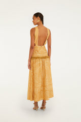 Caramel Usiacuri Cut-Out Lenzing Ecovero Euroflax Maxi Dress - FARM Rio USIACURI CARAMEL