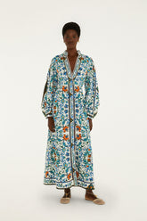 Off-White Flora Tile Lenzing Ecovero Euroflax Maxi Dress - FARM Rio FLORA TILE OFF-WHITE