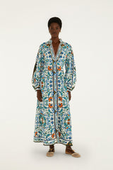 Off-White Flora Tile Lenzing Ecovero Euroflax Maxi Dress - FARM Rio FLORA TILE OFF-WHITE