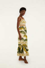 Sand Trancoso Wavy Trim Lenzing Ecovero Euroflax Maxi Dress - FARM Rio TRANCOSO SAND