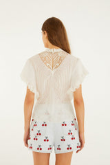 Off-White Organic Cotton Blouse With Appliqués - FARM Rio OFF-WHITE
