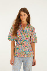 Off-White Peasant Floral Butterflies Organic Cotton Blouse - FARM Rio PEASANT FLORAL OFF-WHITE
