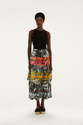 Black Ruta Layered Lenzing Ecovero Euroflax Maxi Skirt - FARM Rio RUTA BEIGE