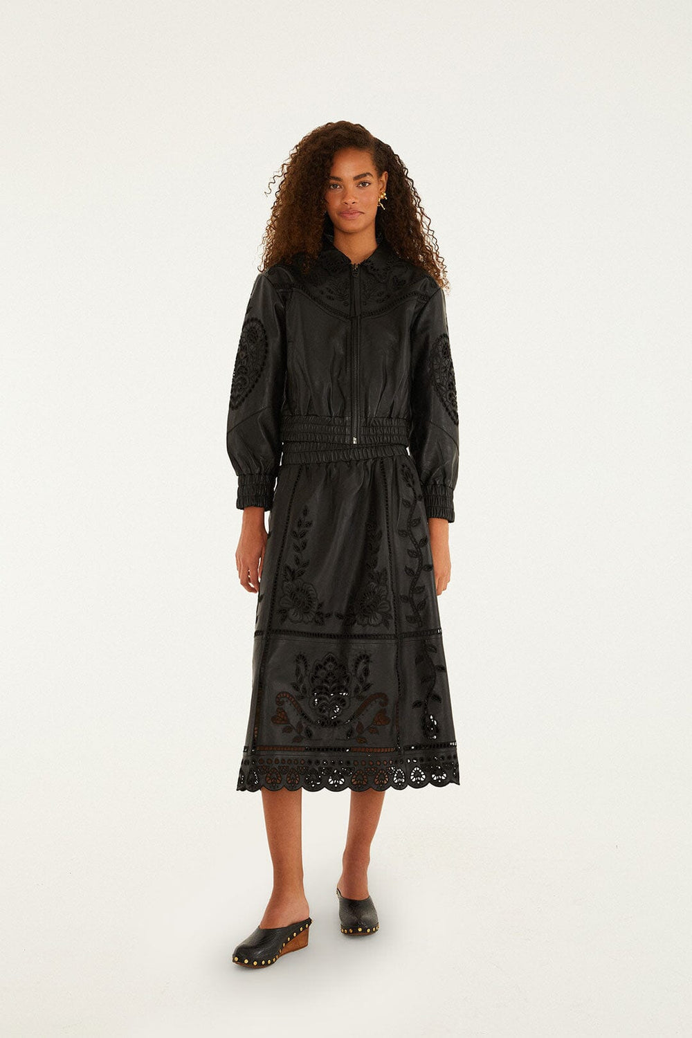 Black Richelieu Heart Skirt - FARM Rio BLACK