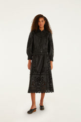 Black Richelieu Heart Skirt - FARM Rio BLACK