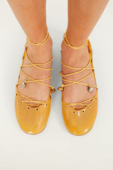 Yellow Sea Lace Up Jelly Ballerina - FARM Rio MERENGUE