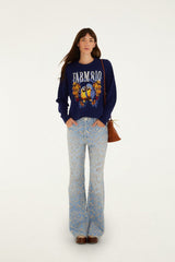 Dark Blue Love Birds Embroidered Sweater - FARM Rio BLUE