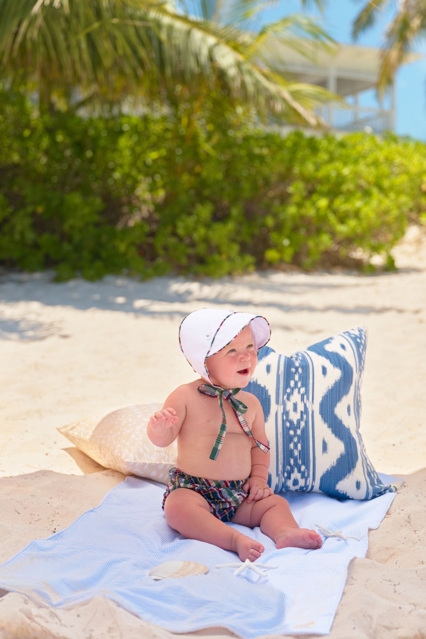 Beaufort Bonnet Beach Bum Cover - Gramercy Park Plaid Seersucker