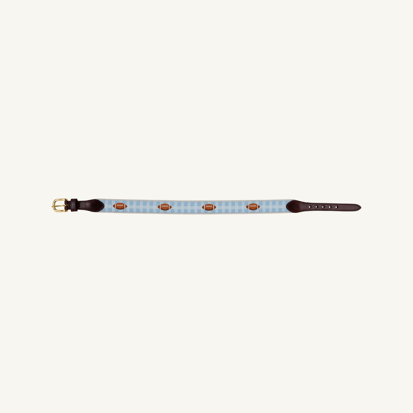 Beaufort Bonnet Bullock Belt - Beale Street Blue Gingham with Footballs